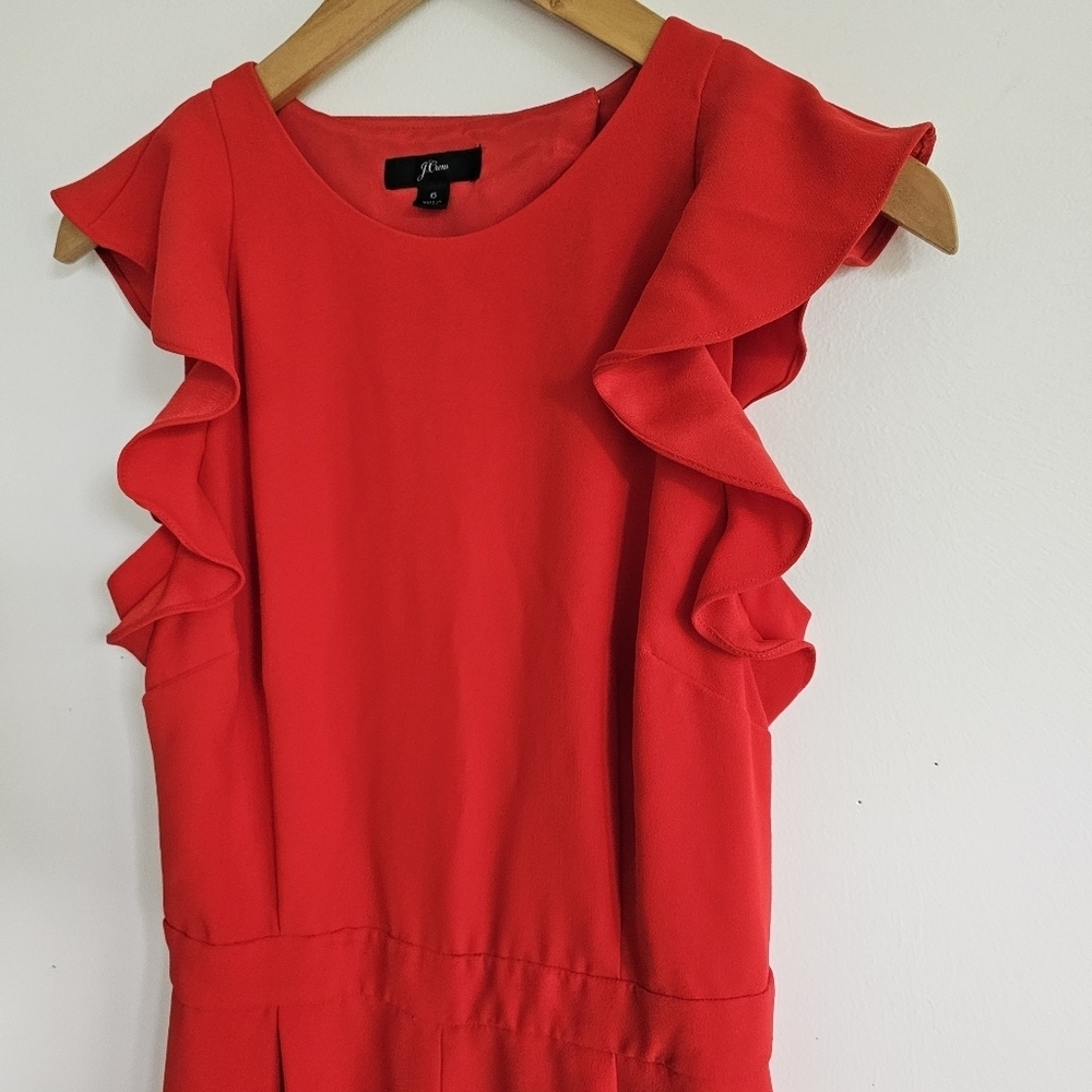 J. Crew Red Ruffle Jumpsuit - Picture 3 of 9